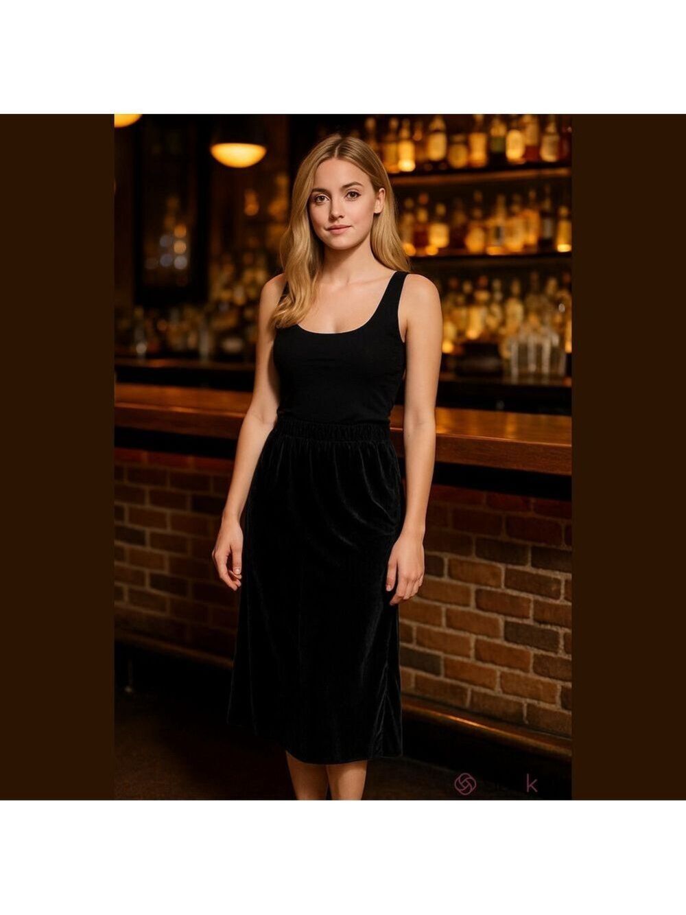 Vintage Black Velvet Skirt Union Made Modest 90s 80s